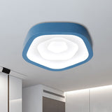 Nordic Style Led Flush Mount Bedroom Ceiling Light With Rose Shade - Perfect For Kids