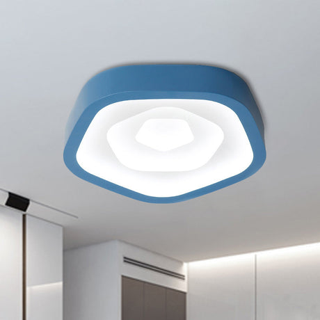 Nordic Style Led Flush Mount Bedroom Ceiling Light With Rose Shade - Perfect For Kids