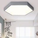 Modern Led Ceiling Light For Child Bedroom With Hexagon Shade Grey / 12’ White