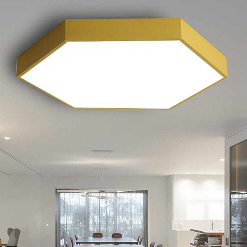 Modern Led Ceiling Light For Child Bedroom With Hexagon Shade Yellow / 12 Warm