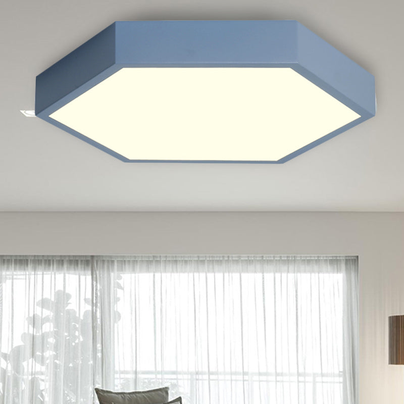 Modern Led Ceiling Light For Child Bedroom With Hexagon Shade