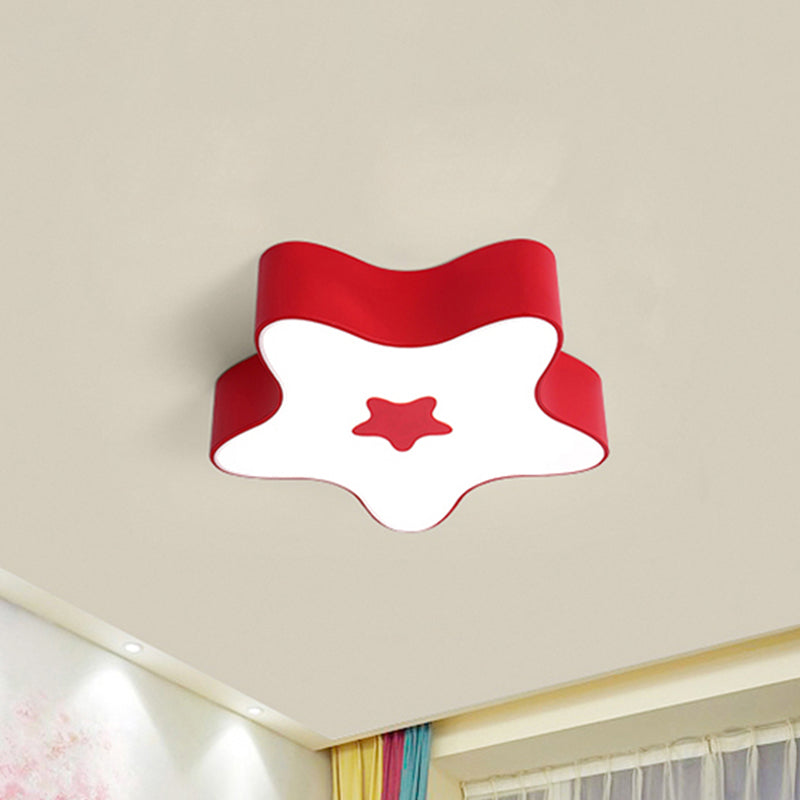 Modern Cartoon Ceiling Light: Acrylic Metal Flush Mount For Game Room Red / 18’ White