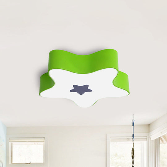 Modern Cartoon Ceiling Light: Acrylic Metal Flush Mount For Game Room Green / 18 White