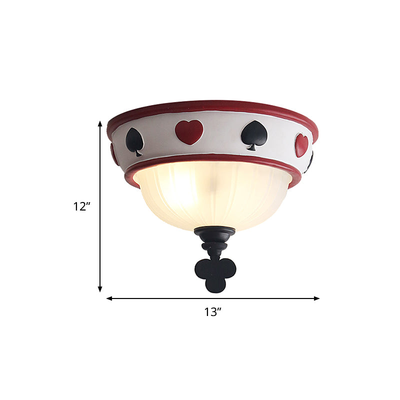 Poker Glass Childrens Bedroom Ceiling Light - Modern White Mount Fixture