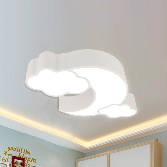 Red Acrylic Cloud Moon Flush Mount Ceiling Lamp For Study Room - Contemporary Lighting White / 22’