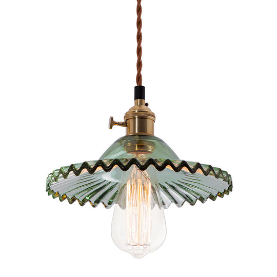 Nordic Radial Wave Glass Pendant Light - 1-Light Ceiling Fixture For Dining Room