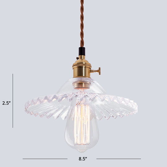 Nordic Radial Wave Glass Pendant Light - 1-Light Ceiling Fixture For Dining Room Clear