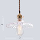 Nordic Radial Wave Glass Pendant Light - 1-Light Dining Room Ceiling Fixture Clear