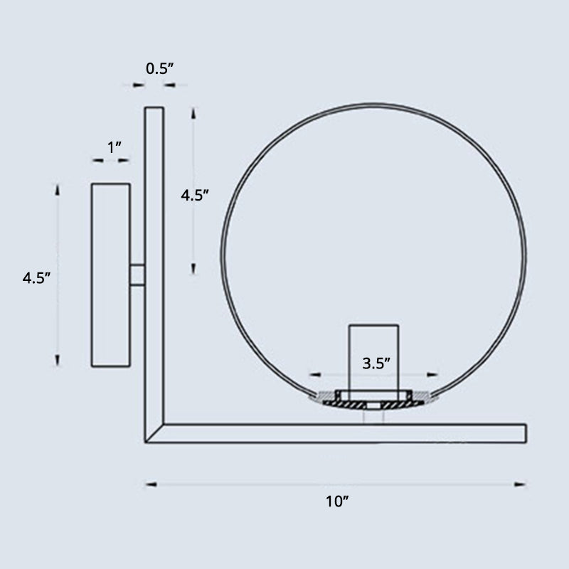 Opaline Glass Ball Wall Lamp With Right Angle Arm In Brass - Minimalist & Elegant