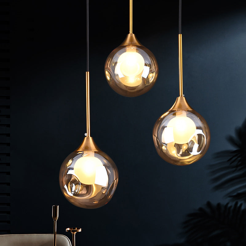 Minimalist Glass Pendant Light With 3-Head Design For Dining Room And Multiple Hanging Options