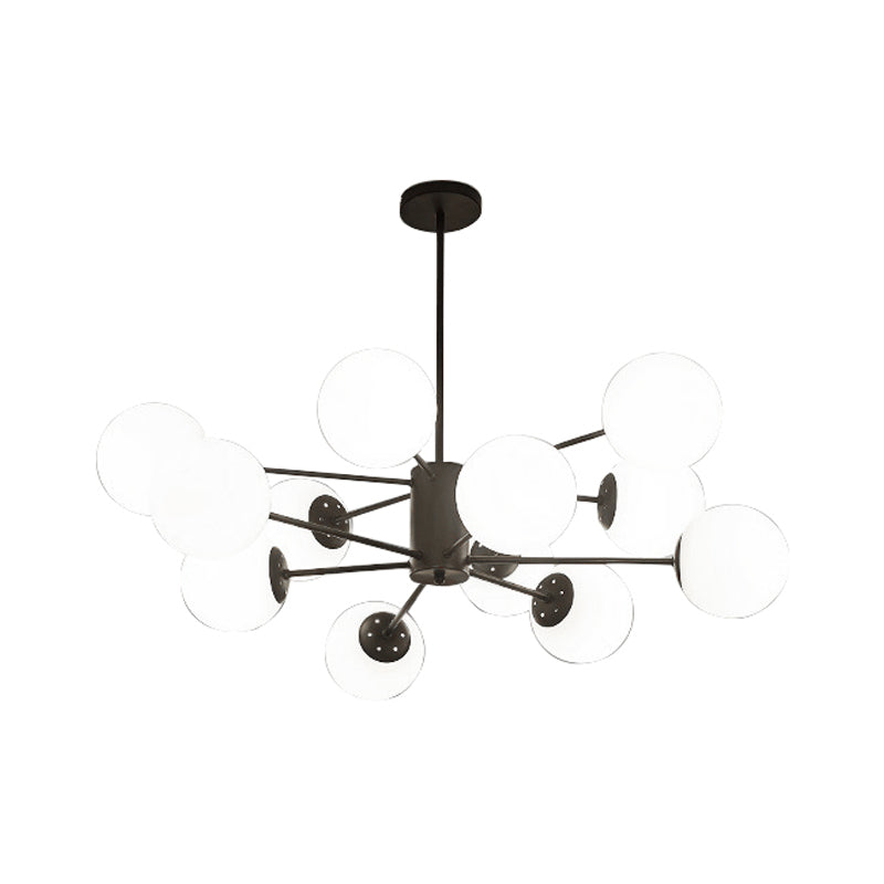 Frosted White Glass Chandelier - Postmodern Suspension Light With Burst Design