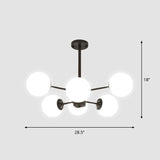Frosted White Glass Chandelier - Postmodern Suspension Light With Burst Design 6 / Black