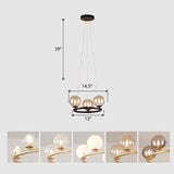 Postmodern Metal Pendant Chandelier With Glass Ball Shade 3 / Black