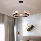 Postmodern Metal Pendant Chandelier With Glass Ball Shade