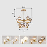 Postmodern Metal Pendant Chandelier With Glass Ball Shade 8 / Gold