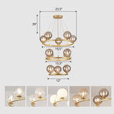 Postmodern Metal Pendant Chandelier With Glass Ball Shade 12 / Gold