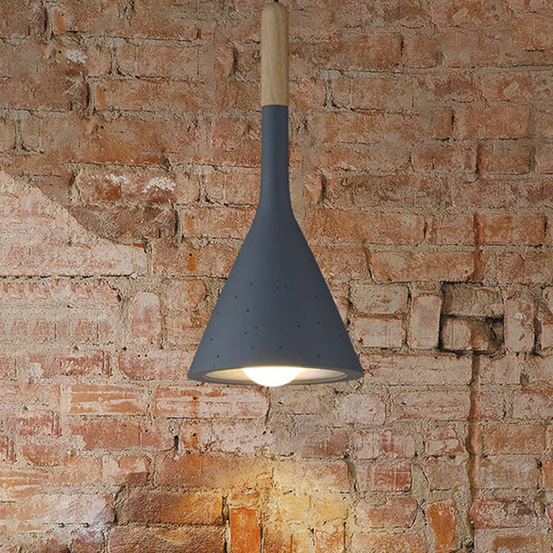 Resin Nordic Pendant Lamp With Funnel Design And Cement Finish
