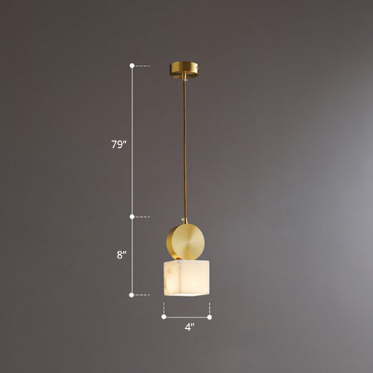 Minimalist Gold Marble Block Hanging Pendant Ceiling Lamp - Bedroom Lighting Solution / 4’