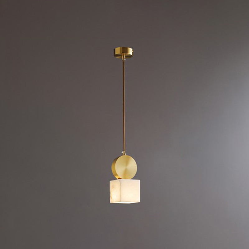 Minimalist Gold Marble Block Hanging Pendant Lamp For Bedroom