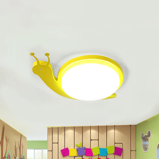 Snail-Shaped Cartoon Ceiling Light For Baby Bedroom - Acrylic And Metal Fixture Yellow / White