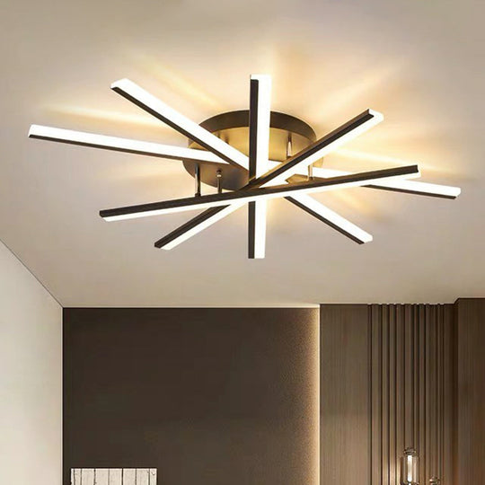 Modern Acrylic Radial Semi Flush Led Ceiling Light For Living Room