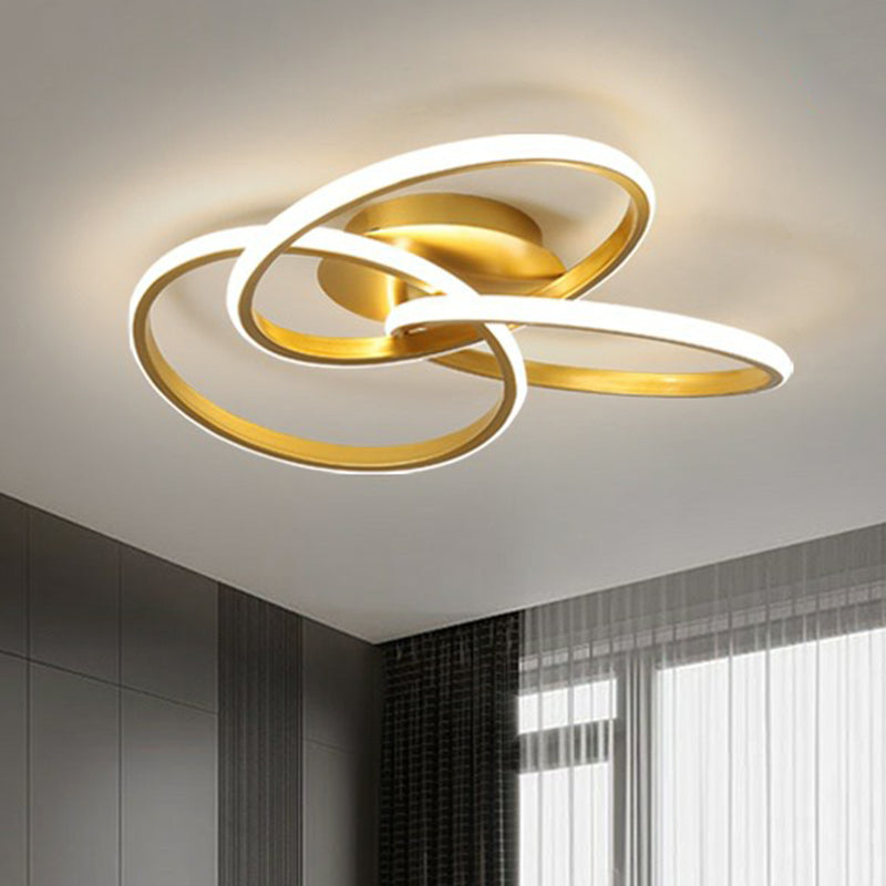 Simplicity Acrylic Led Ceiling Mounted Light - Interlocking Rings Flushmount Lighting For Bedroom