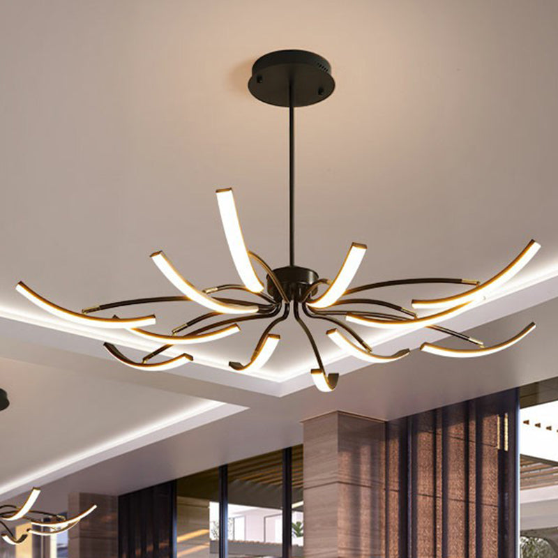 Minimalist Black Rotating Stick Led Chandelier For Dining Room