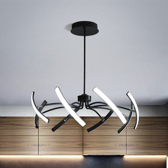 Minimalist Black Rotating Stick Led Chandelier For Dining Room