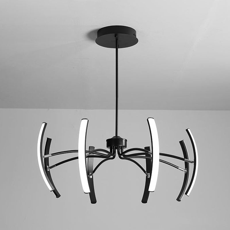Minimalist Black Rotating Stick Led Chandelier For Dining Room