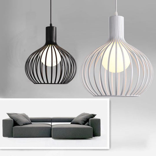 Sleek Iron Loft Pendant Light For Restaurants – Spherical Cage Design Single-Bulb Ceiling Hanging