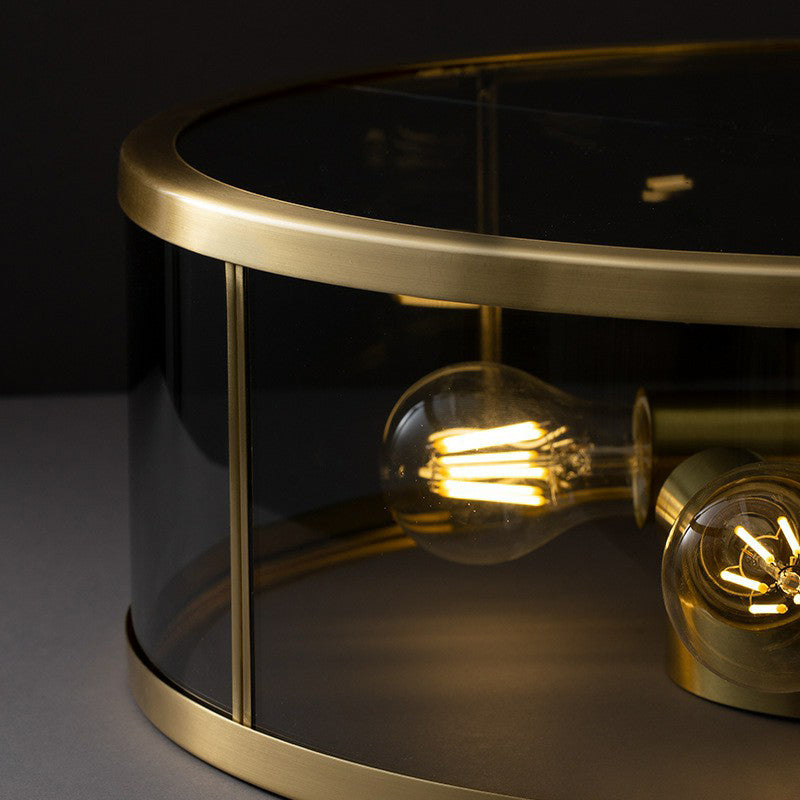 Simplicity Brass Clear Glass 4 - Bulb Drum Flush Ceiling Light For Bedroom