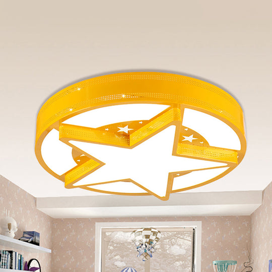 Modern Star Metal & Acrylic Bathroom Ceiling Light - Circle Flush Mount Lamp Yellow / 19.5 Third
