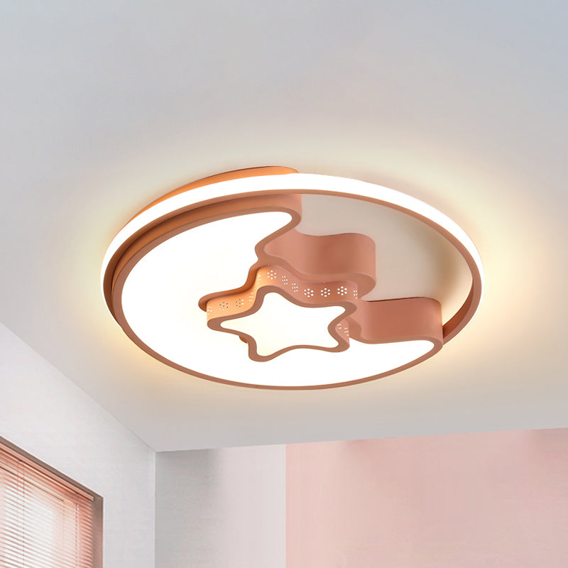 Modern Metal Crescent And Star Ceiling Mount Light - Flush For Nursing Room