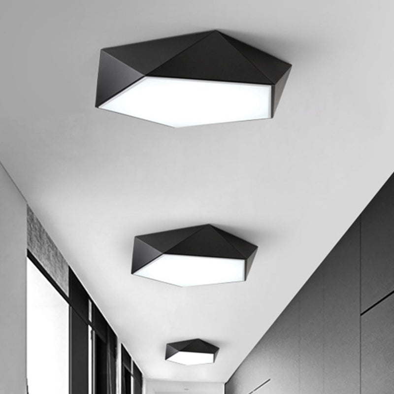 Geometric Metal Flush Mount Lighting With Led - White/Black 16.5/20.5/24.5 Wide Black / 16.5