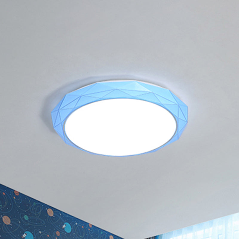 Nordic Diamond Flush Ceiling Light With Led 16’/19.5’ Diameter In White/Pink/Blue Shades Blue /