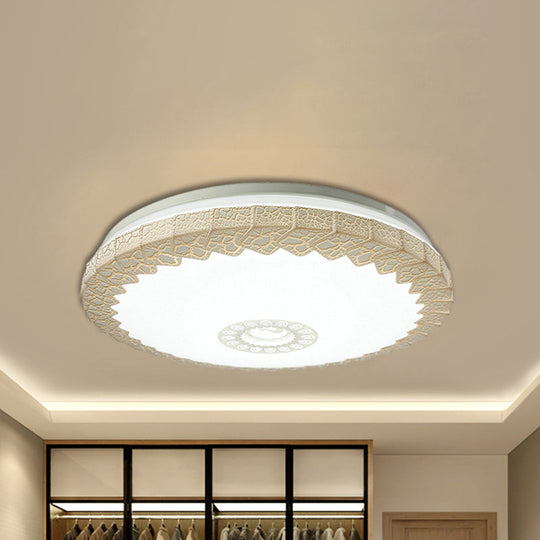Modern Led Flush Mount Ceiling Light With Acrylic Shade In White/Blue/Gold Crackle Finish - Bedroom