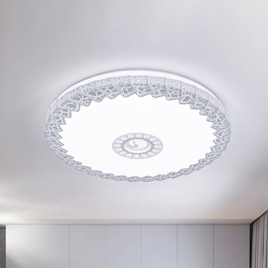 Modern Led Flush Mount Ceiling Light With Acrylic Shade In White/Blue/Gold Crackle Finish - Bedroom