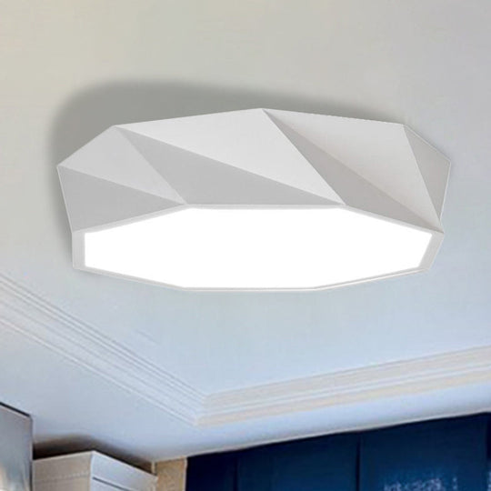 Modern Led Metal Flush Mount Lighting With Concave/Convex Shape - White/Black Ceiling