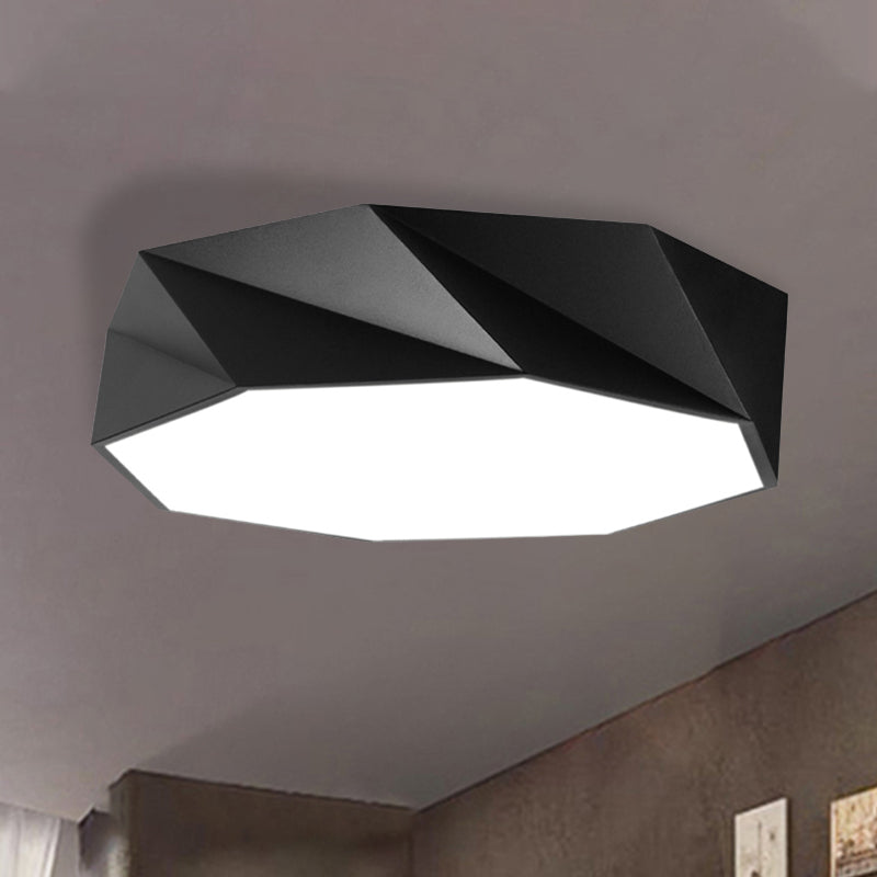 Modern Led Metal Flush Mount Lighting With Concave/Convex Shape - White/Black Ceiling 16/19.5/23.5