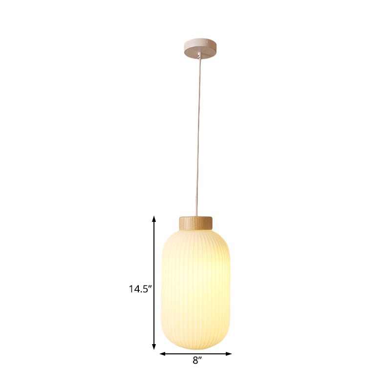 Lampe suspendue asiatique moderne avec abat-jour en papier - Plafonnier capsule/tambour blanc pour couloir - Dimensions : 5,5"/8"/12" de large