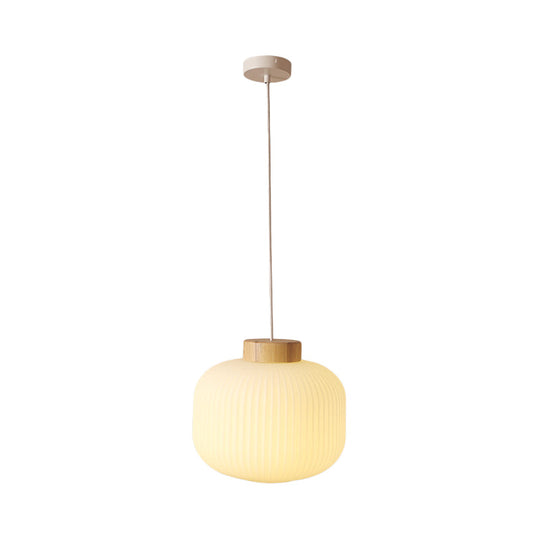 Lampe suspendue asiatique moderne avec abat-jour en papier - Plafonnier capsule/tambour blanc pour couloir - Dimensions : 5,5"/8"/12" de large