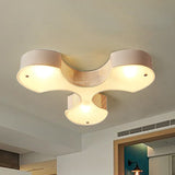Modern Metal Flush Mount Light With 3 Bulbs & Mesh Detail - White Flower Design