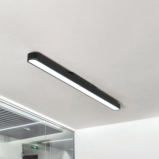 Modern Black/Silver Oval Led Flush Light For Office - 23.5’/35.5’/47’ Wide Black / 23.5’