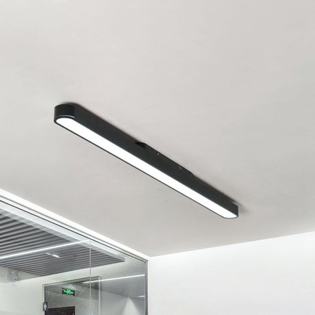 Modern Black/Silver Oval Led Flush Light For Office - 23.5/35.5/47 Wide Black / 23.5