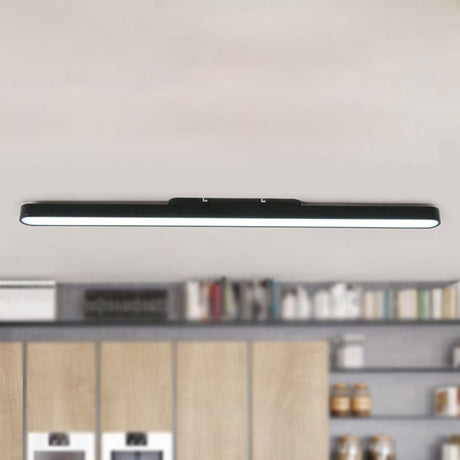 Modern Black/Silver Oval Led Flush Light For Office - 23.5/35.5/47 Wide