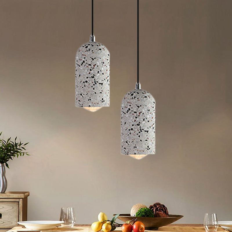Cement Designer Cylinder Pendant Light Fixture - White/Red/Blue Dining Room Hanging Lamp