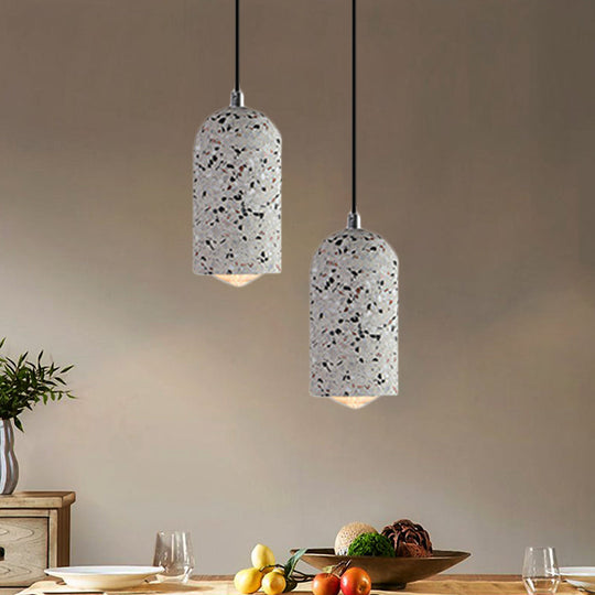 Cement Designer Cylinder Pendant Light Fixture - White/Red/Blue Dining Room Hanging Lamp
