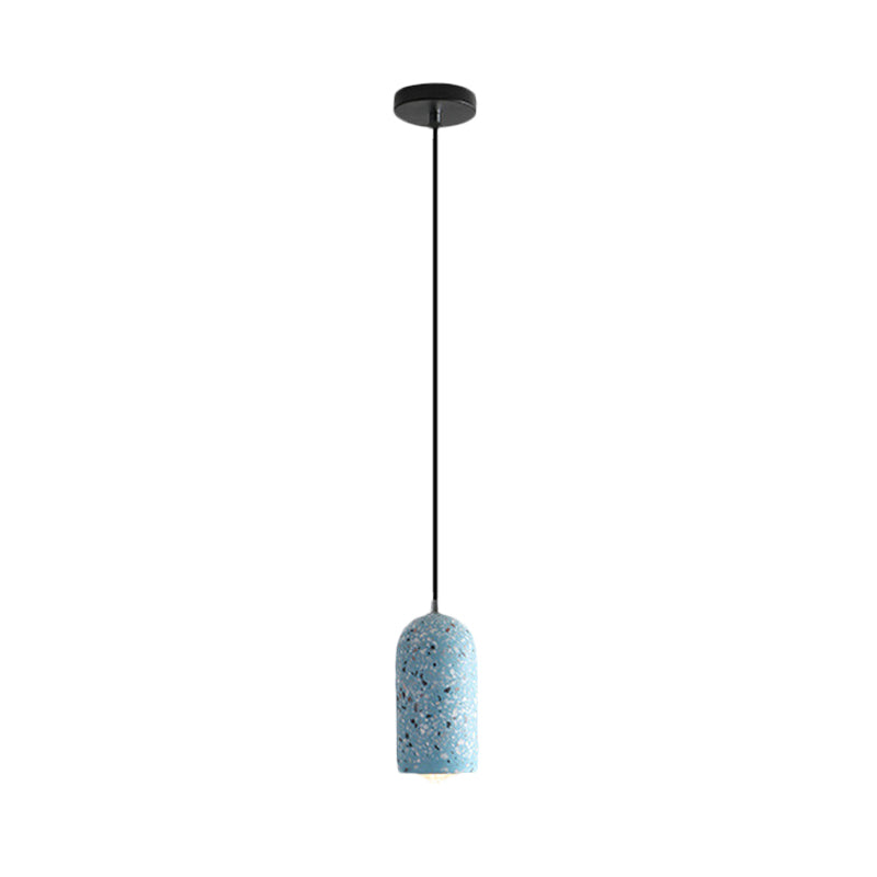Cement Designer Cylinder Pendant Light Fixture - White/Red/Blue Dining Room Hanging Lamp