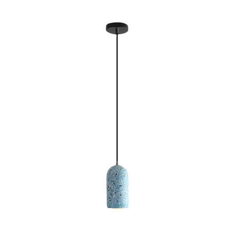 Cement Designer Cylinder Pendant Light Fixture - White/Red/Blue Dining Room Hanging Lamp