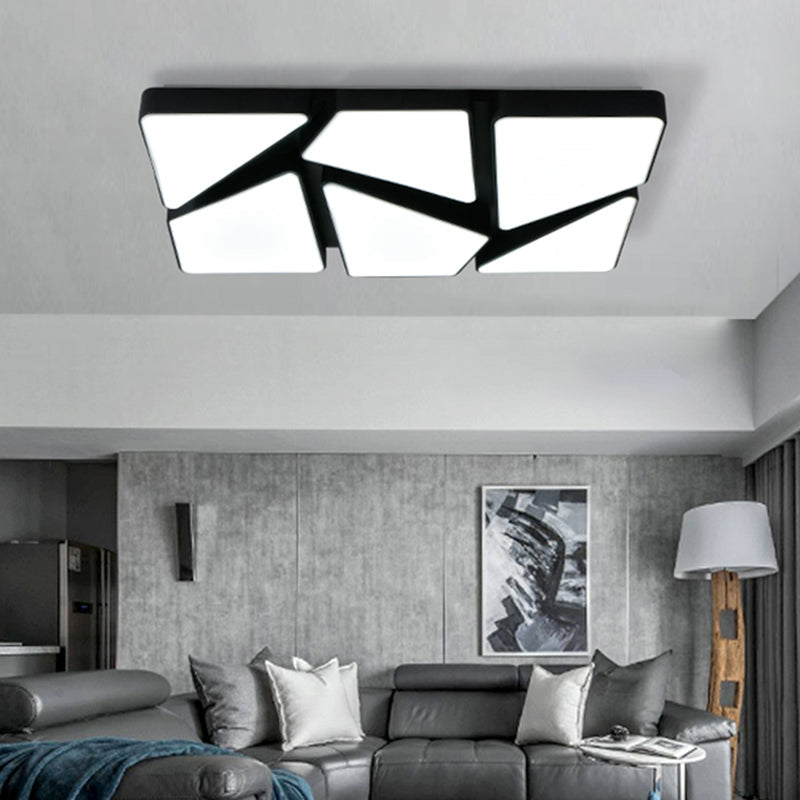 Modern Led Flush Mount Lighting: 25.5/37.5 W Acrylic Shade Black/White Square/Rectangular Ceiling